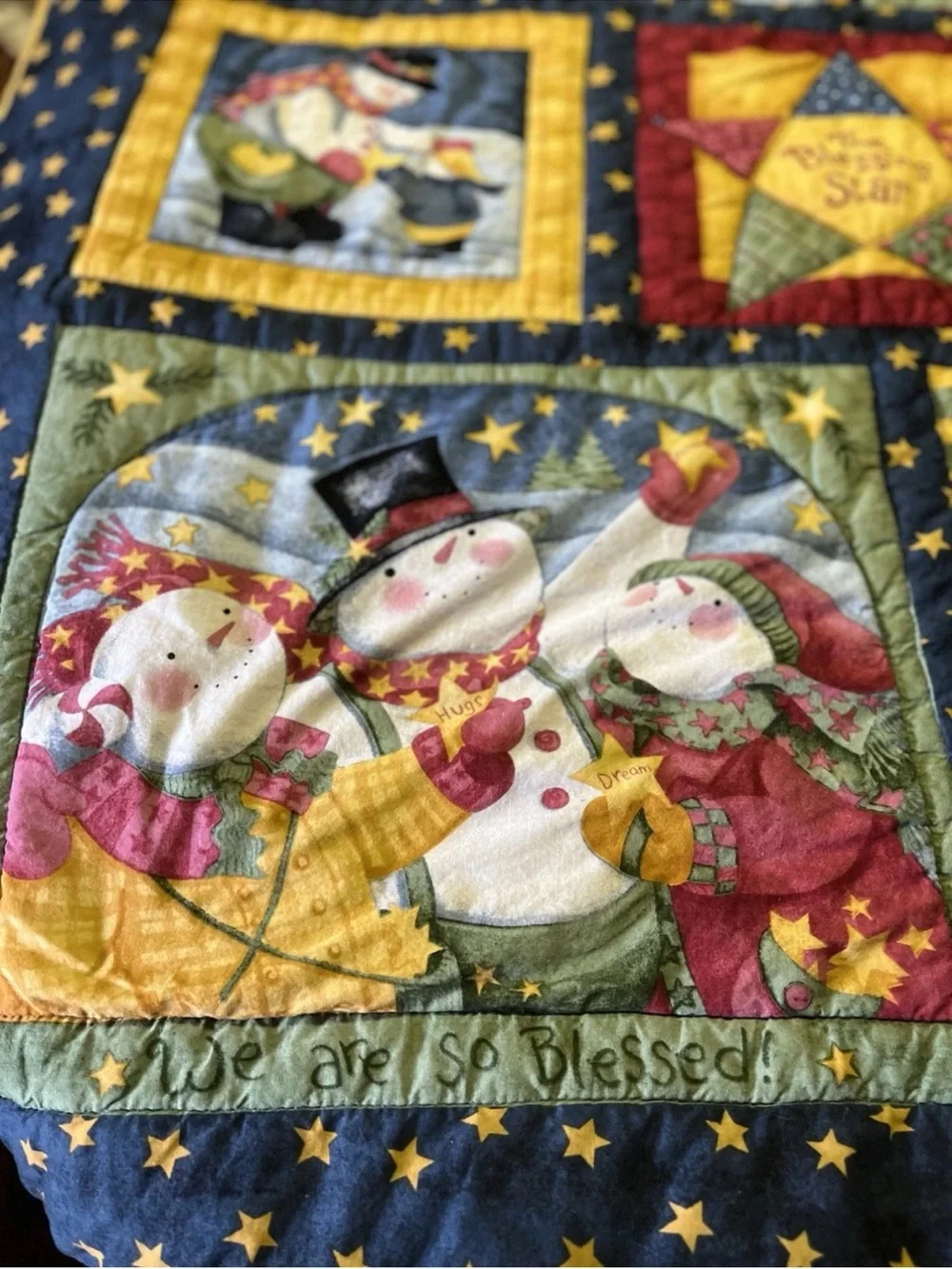 Vintage ~ Throw ~ Quilt ~ Snowmen ~ 52 X 48 Inches